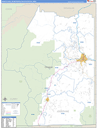 Grants Pass Metro Area Wall Map Basic Style 2026